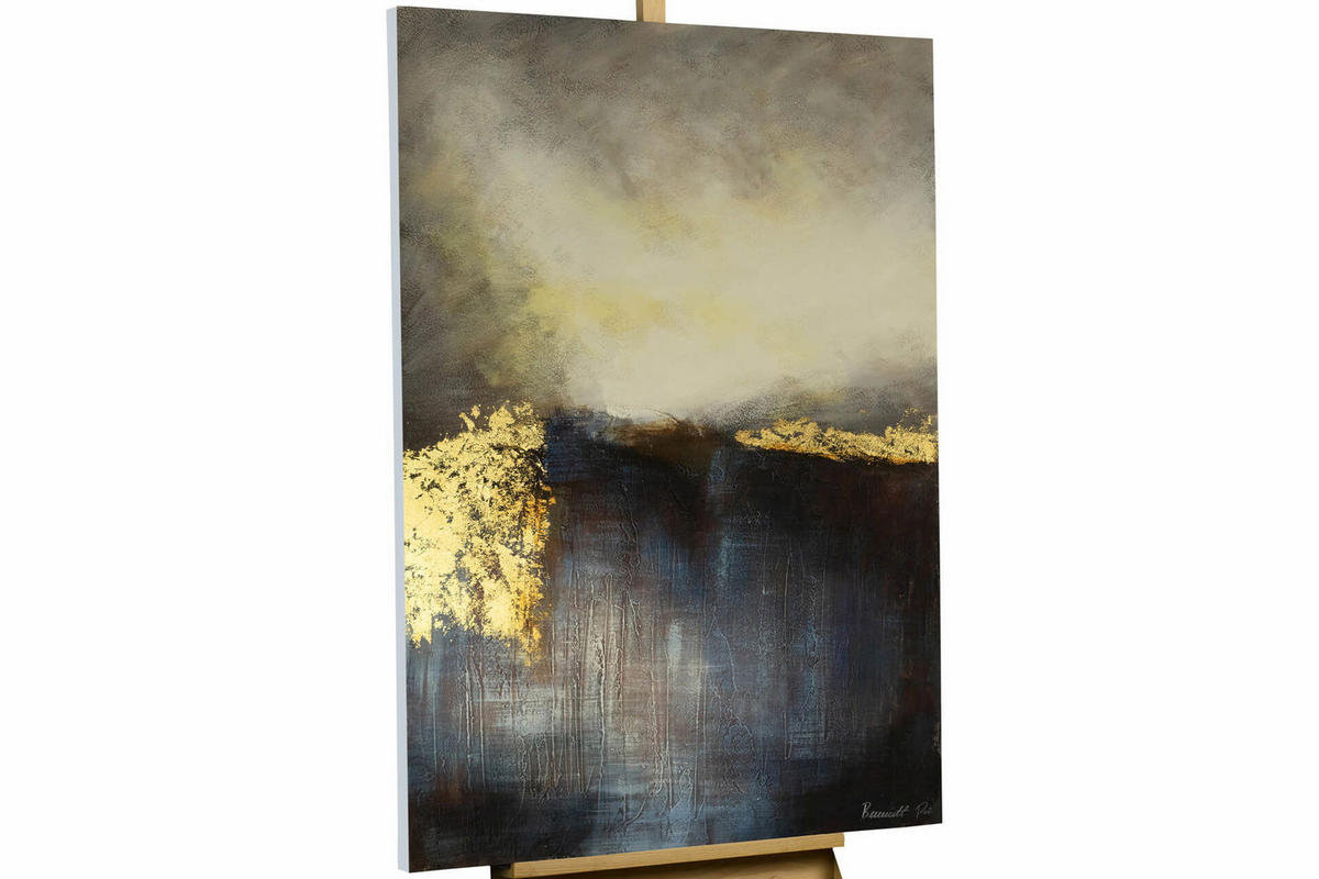 ACRYLBILD HANDGEMALT 80/120 cm - Blau, Holz/Textil (2.3/120cm) - KUNSTLOFT