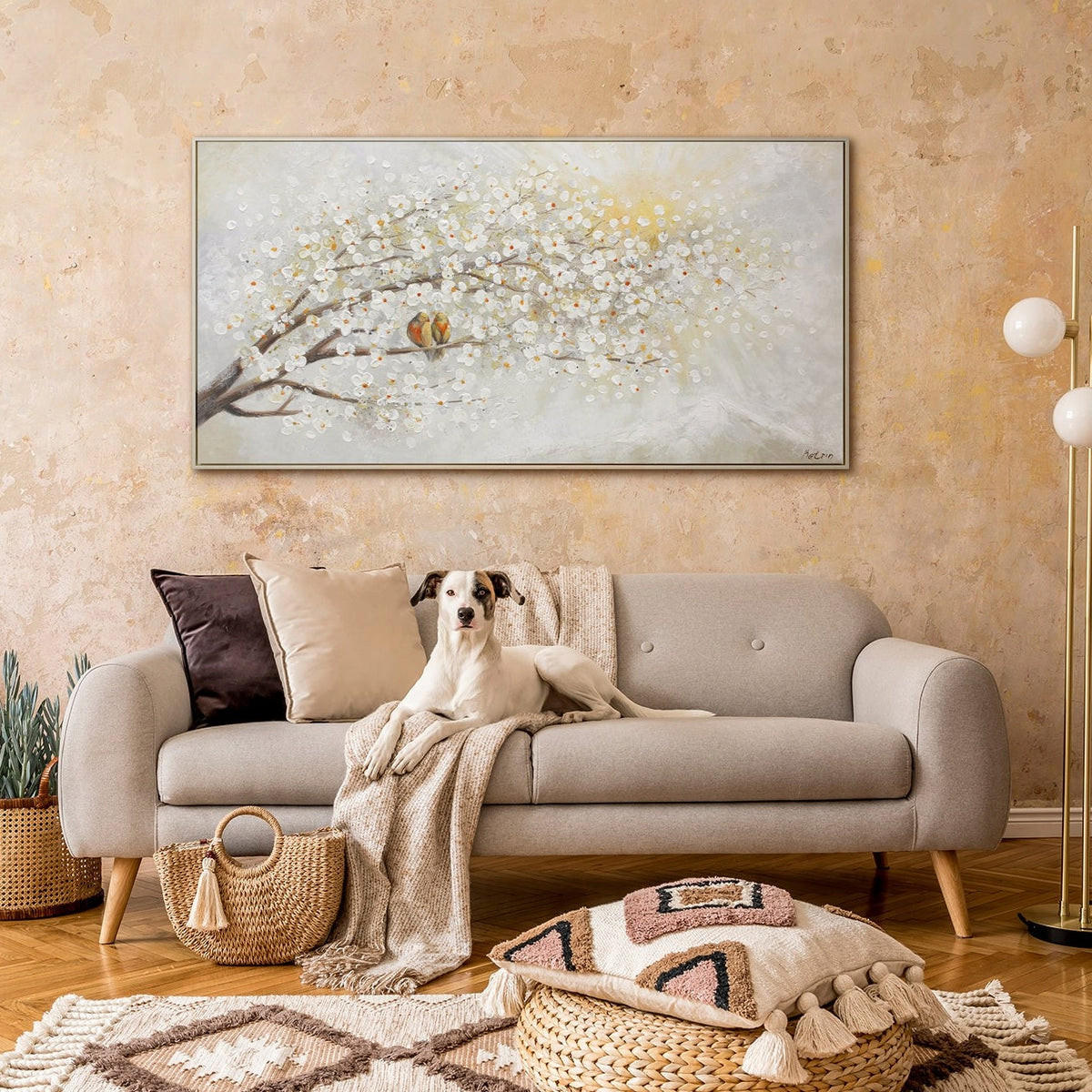 GEMÄLDE Sonnenaufgang Schattenfugenrahmen beige 160x80 cm - Beige, Holz (160/80cm) - YS-art gallery