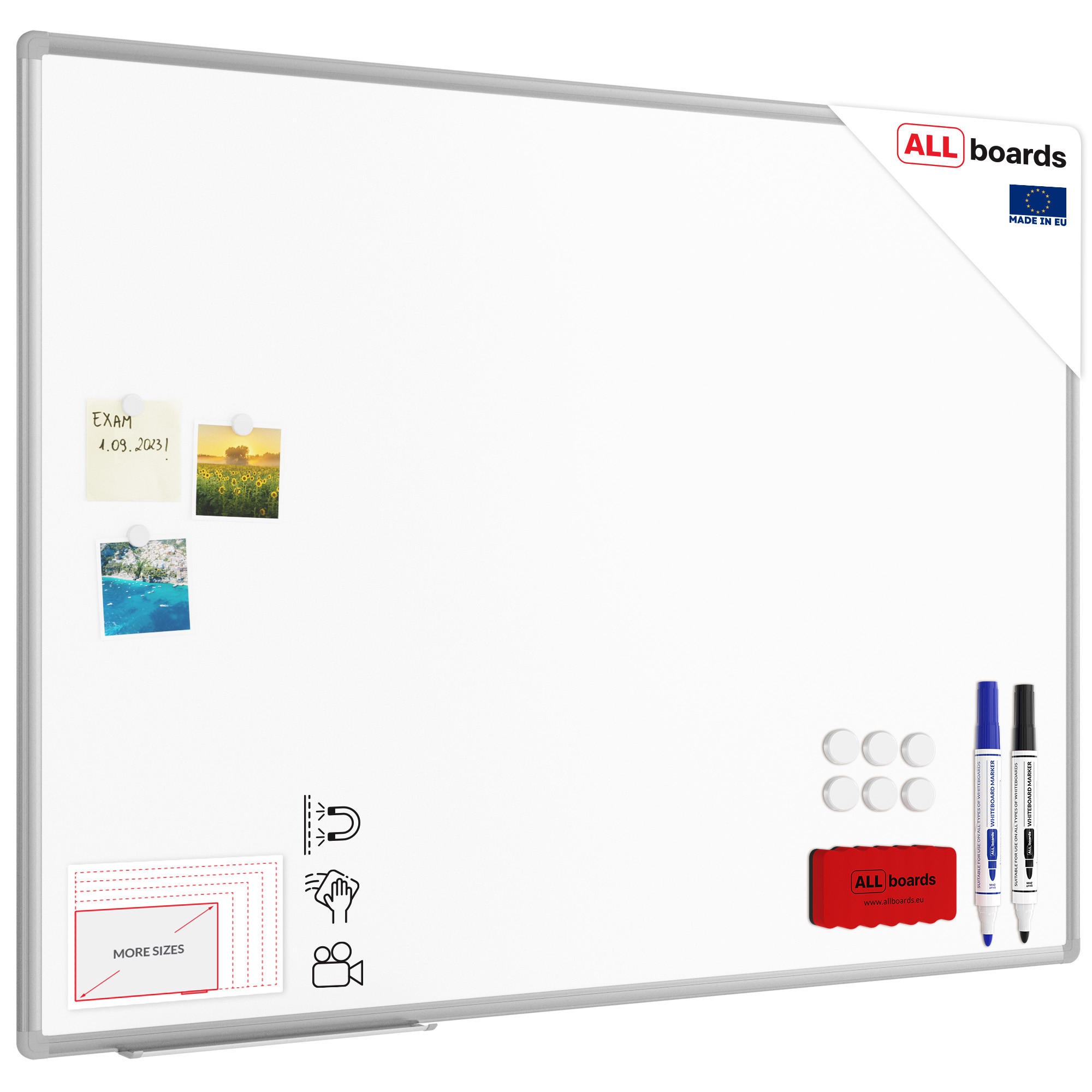KERAMIKTAFEL, magnetisch, emaliert P3 120x90cm mit Premium EXPO Aluminiumrahmen - Weiß, Metall (120/90/1.6cm) - ALLboards