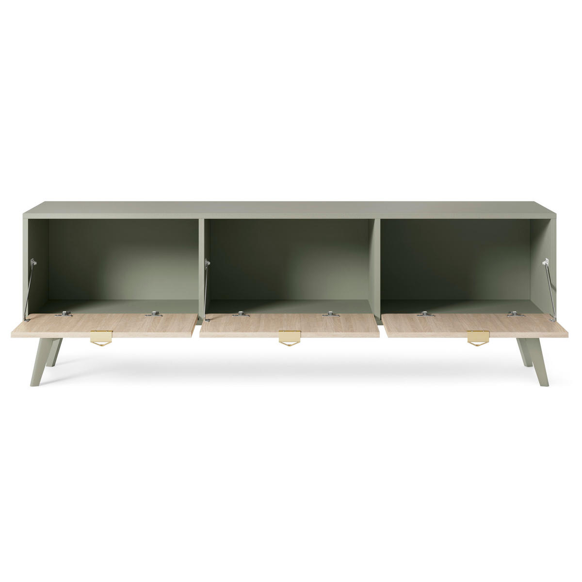 LOWBOARD FORESTA 158x38x52 cm mit 3 Türen Hellgrün - Beige/Hellgrün, Holzwerkstoff (158/52/38cm) - MASSENO