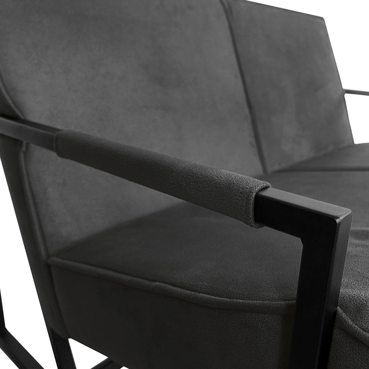 2-SITZER SOFA - Strukturstoff - Dunkelgrau, Textil/Metall (125/74/82cm) - home24