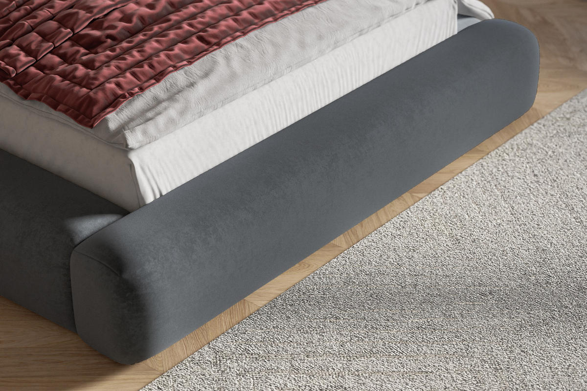 DOPPELBETT 180x200 cm Lumaro mit Dicker Schaum und Bettkasten, Dunkelgrau - Dunkelgrau, Holz/Textil (180/200cm) - Emporius