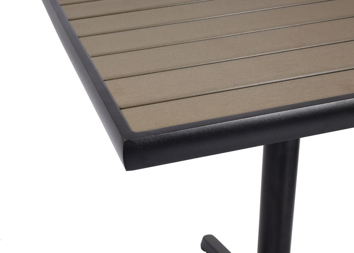GARTENTISCH HxBxT 74x70x70cm Gastronomie Outdoor-Beschichtung Alu Holzoptik Schwarz Grau - Grau, Metall (70/70/74cm) - PROREGAL