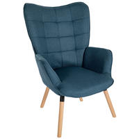 SESSEL Stoff blau - Blau/Eukalyptusholzfarben, Holz/Textil (68/101/73cm) - CLP