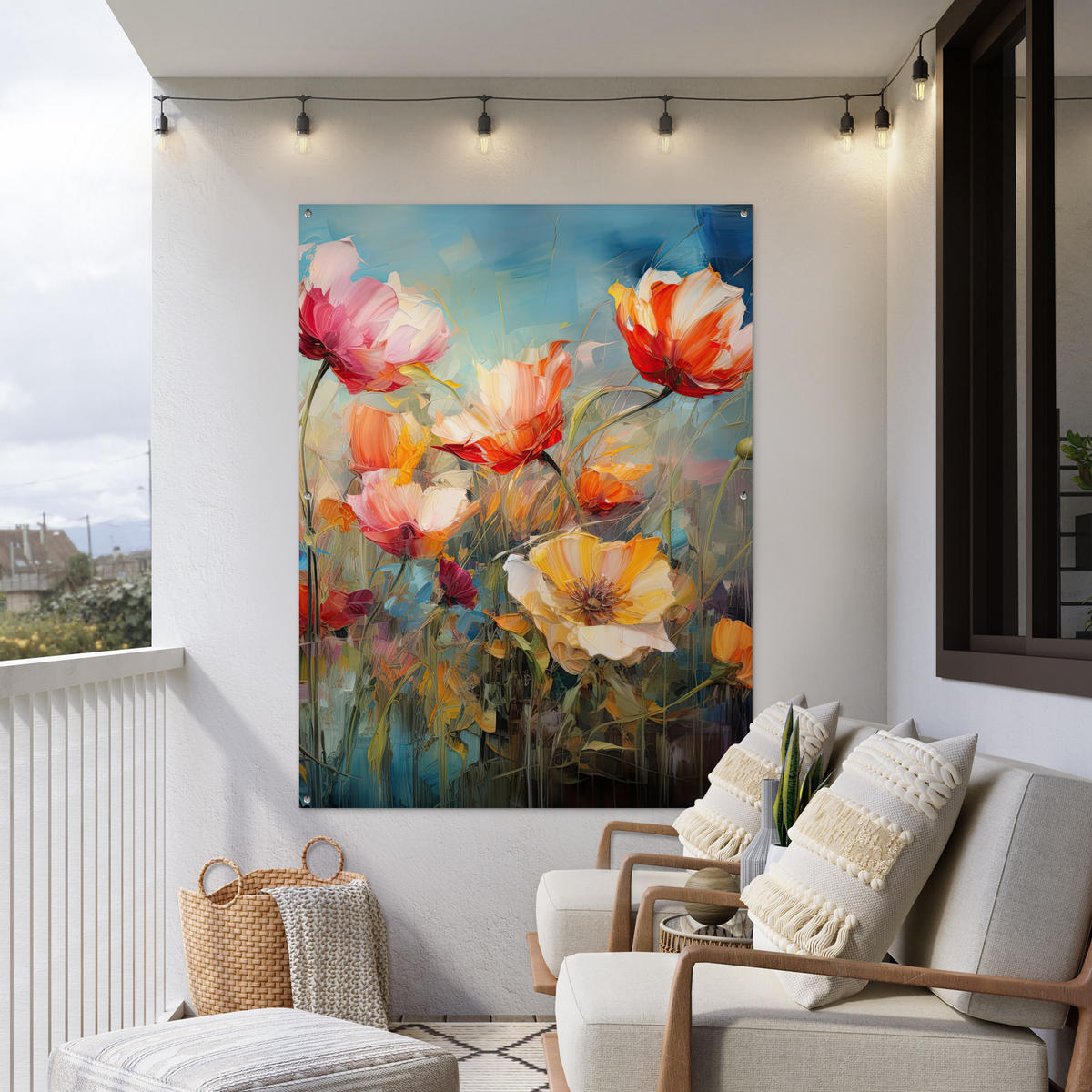 ZAHRADNÍ PLAKÁT Květiny - Akvarel - Umění - Botanické - Příroda 120x160 cm - pomerančová, plast (120/160/0.2cm) - OnlyWow