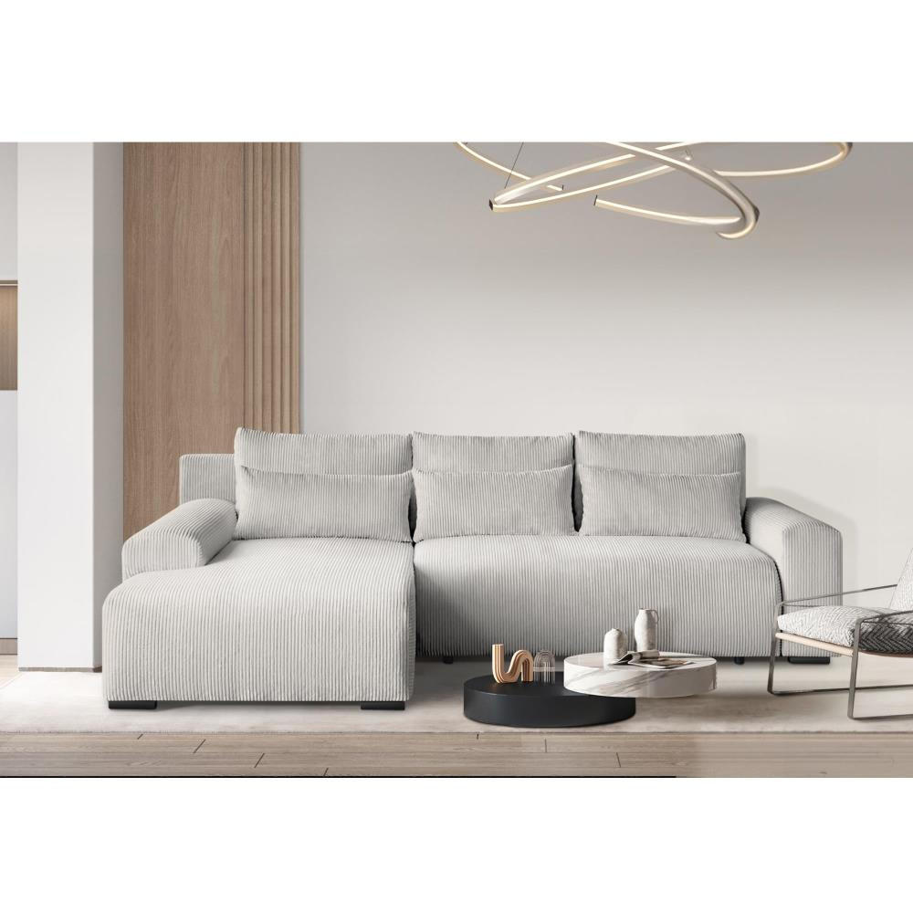 ECKSCHLAFSOFA Benny beige links - Beige/Schwarz, Kunststoff/Textil (271/185cm) - Beautysofa