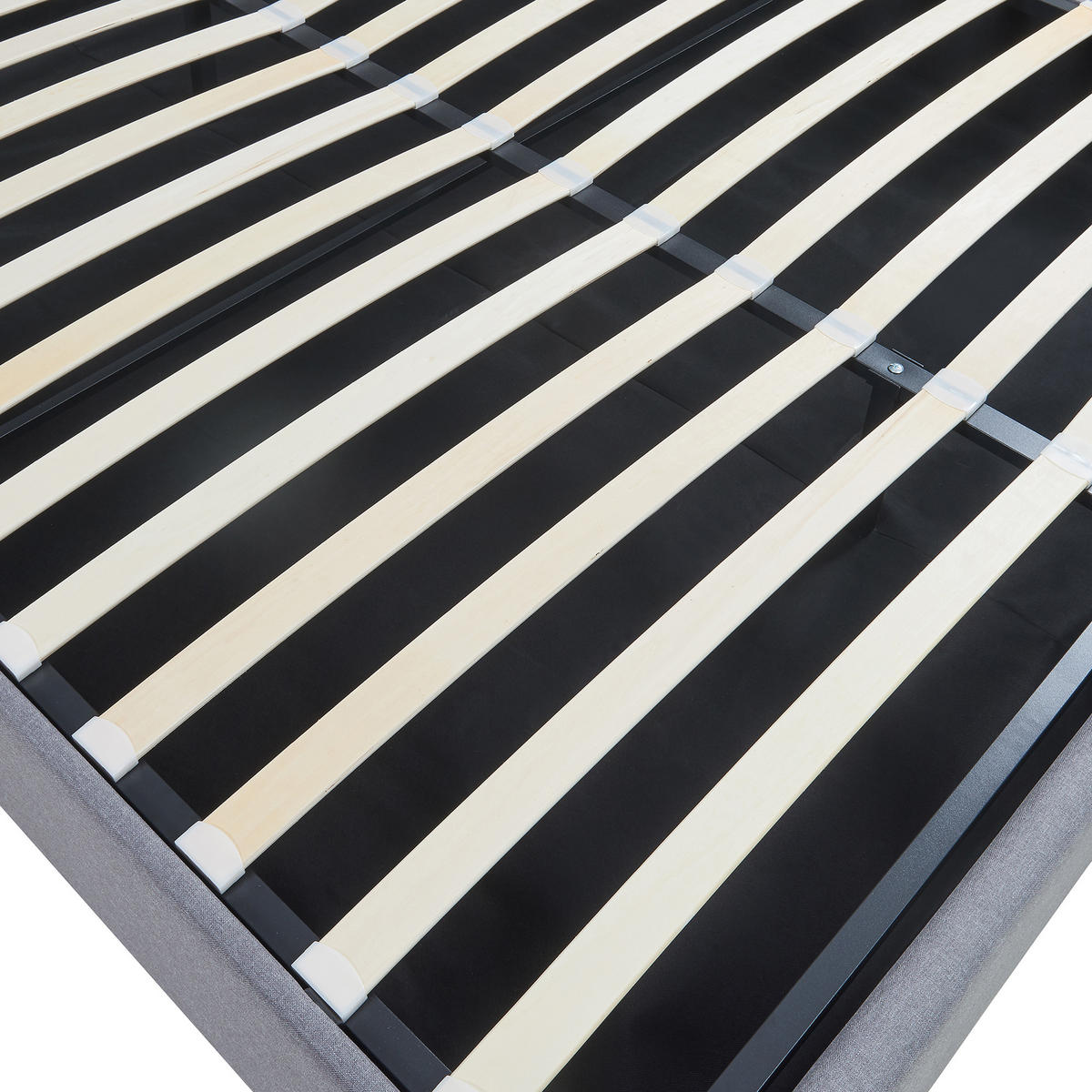 ČALOUNĚNÁ POSTEL Nola - šedá, kompozitní dřevo/textil (140/200cm) - [en.casa]