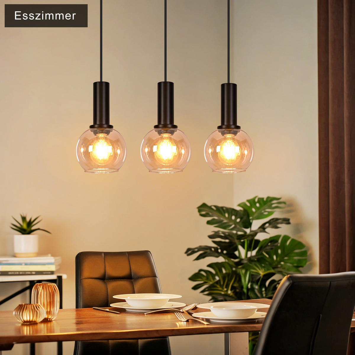 PENDELLEUCHTE Glorix 40/13/145 cm - Schwarz, Glas/Metall (40/13/145cm) - ZMH