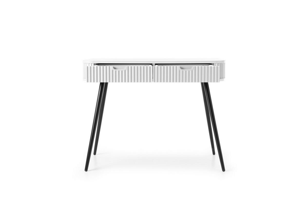 KONSOLENTISCH PORTO (Oval, Rillenfront, Weiß Matt, Schwarze Füße) - Schwarz/Weiß, Holz/Holzwerkstoff (49/103/80cm) - Ravio