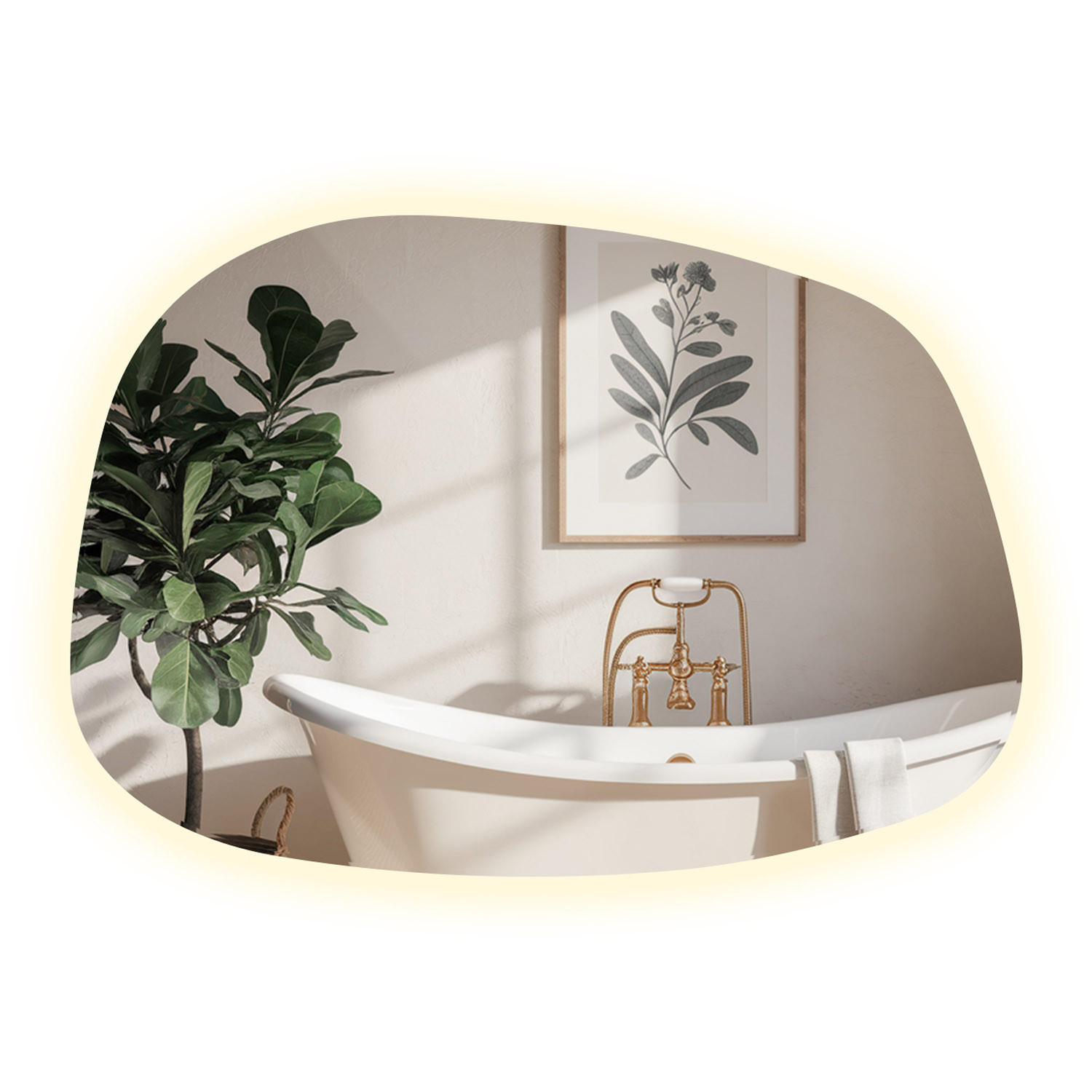LED SPIEGEL 90,9 x 66 cm Unregelmäßige Form Neutralweiß 4000K - Transparent, Glas (90.9/66/0.4cm) - TULUP