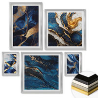 WANDBILDER 5er Set - 50x50 cm & 20x30 cm & 40x60 cm Silberner Rahmen - Abstrakte, elegante Muster - Silberfarben, Kunststoff (40/60cm) - ArtPrintCave