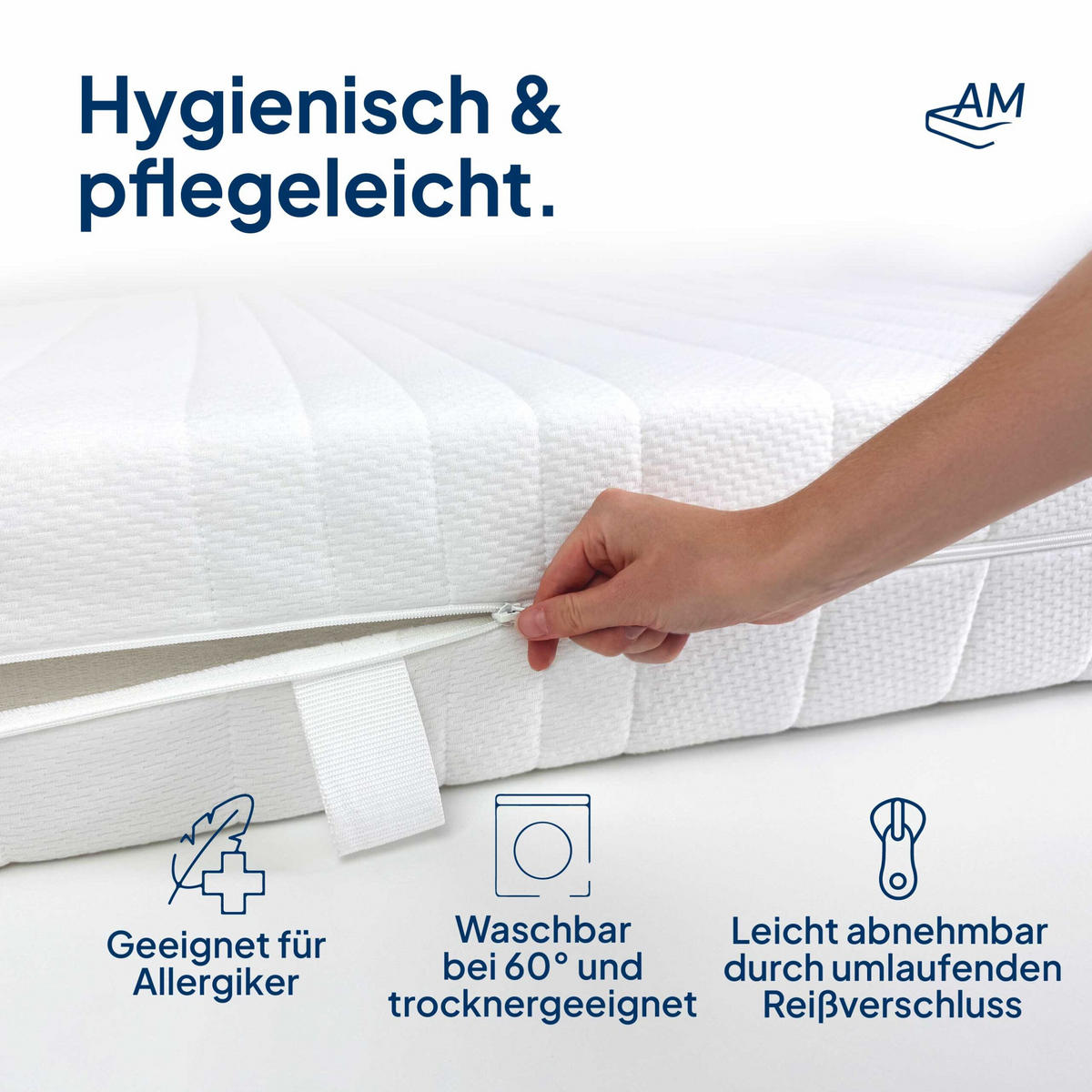MATRATZENBEZUG Toledo 100/190cm für 16cm Kernhöhe - Weiß, Textil (100/190cm) - AM Qualitätsmatratzen
