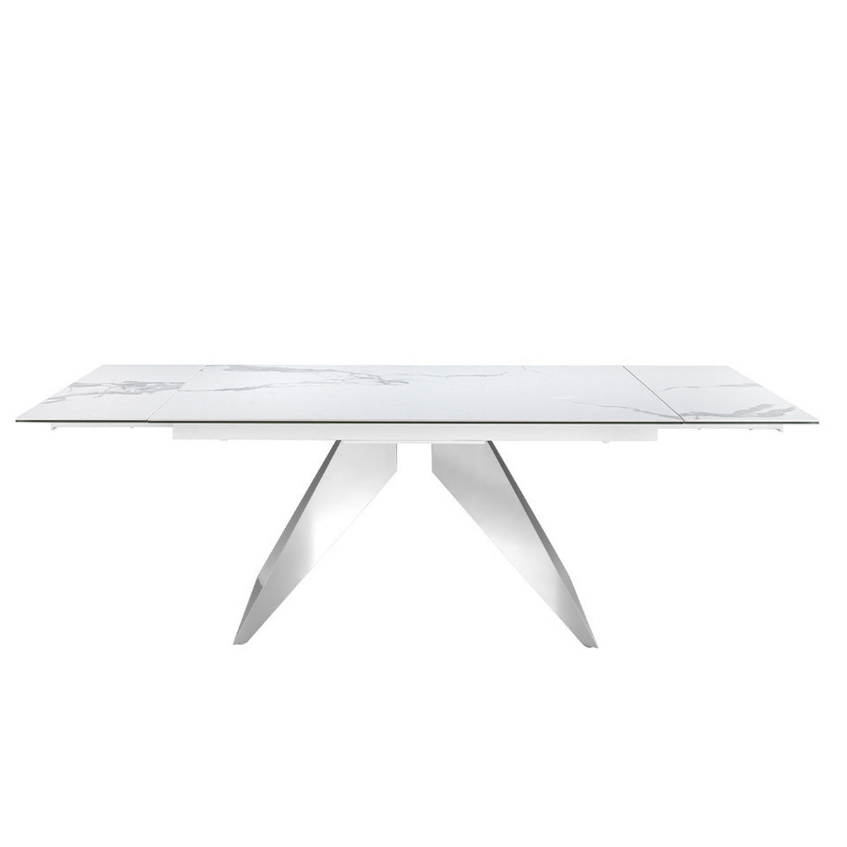 ESSTISCH Rechteckig Weiß Stahl 160/90/76 cm - Edelstahlfarben/Weiß, Stein (90/160/76cm) - ANGEL CERDA