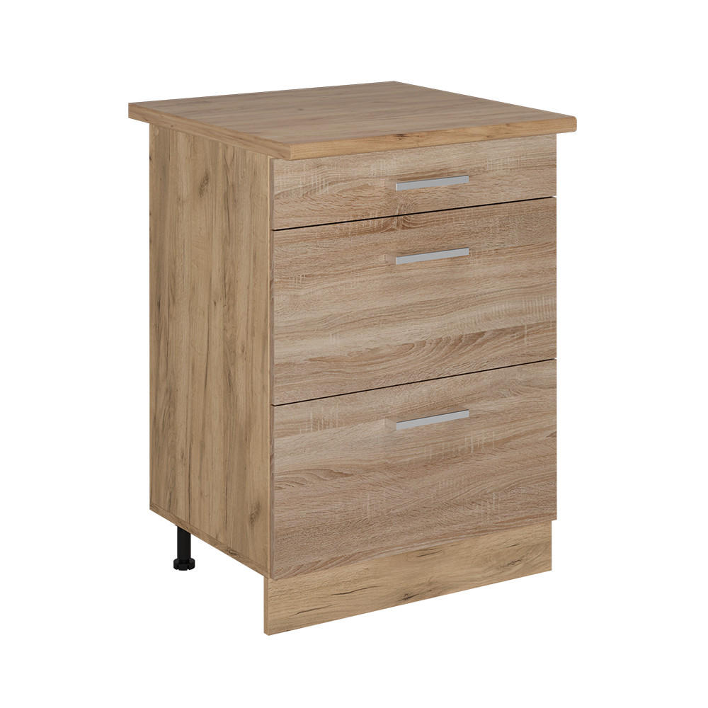K&Ouml;KSUNDERSK&Aring;P R-Line Sonoma 60 cm med l&aring;dor, AP ek Sonoma ek, Honungsek 81.6/60/60 cm