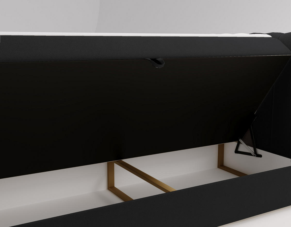BOXBETT OSLO mit Bettkasten Stoff Komodo Schwarz 180x200 cm - Schwarz, Holz (180/200cm) - Kaiser Möbel