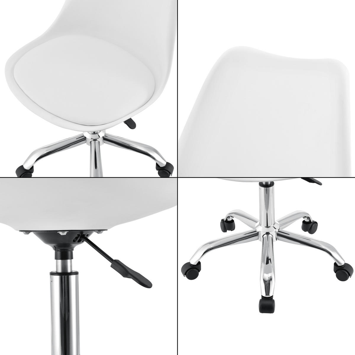 DREHSTUHL Atherton - Chromfarben/Weiß, Kunststoff/Textil (48/93/55cm) - [en.casa]