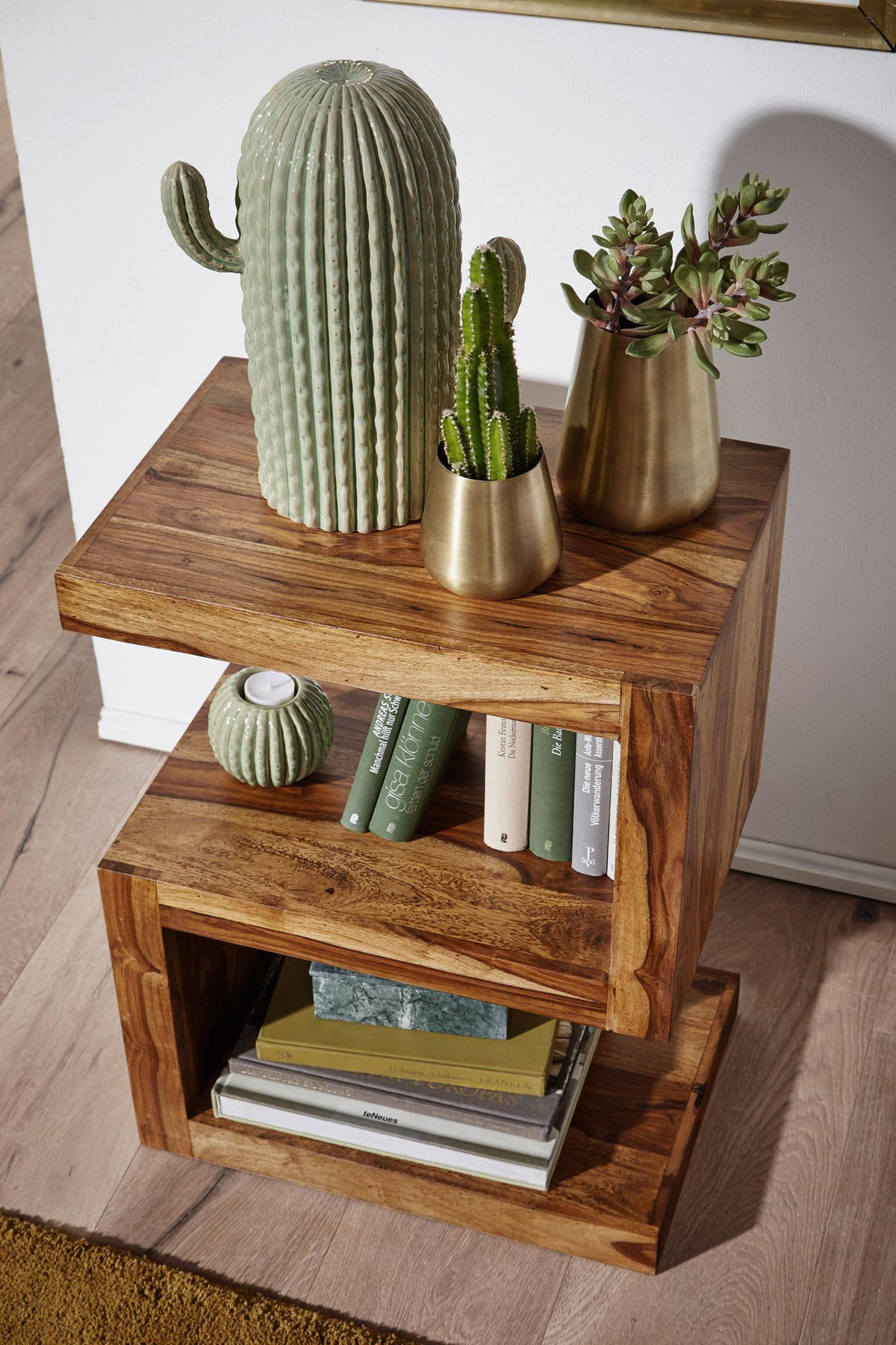BEISTELLTISCH Massivholz S-Form Handgefertigt, Braun 44x30x60 cm - Braun, Holz (30/44/60cm) - KADIMA DESIGN