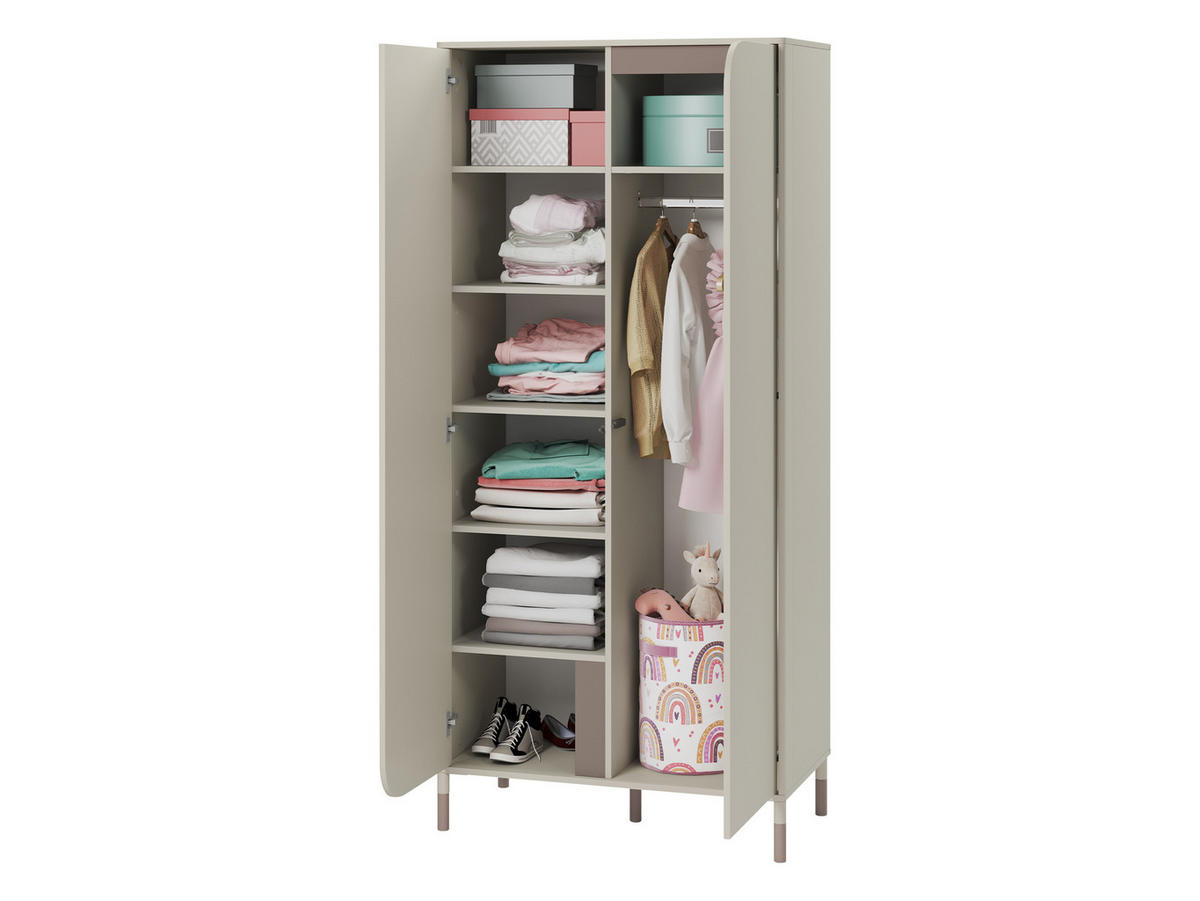 KINDERKLEIDERSCHRANK Harmony 2D HR01 - Kaschmir/Trüffeleichefarben, Holzwerkstoff/Metall (92/201/50cm) - MIRJAN24