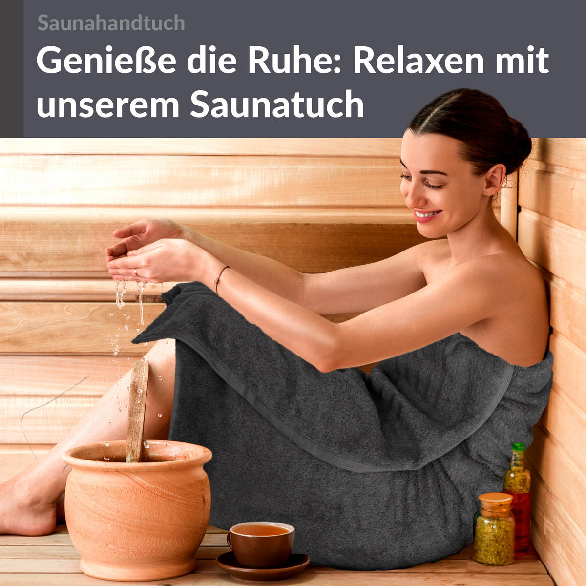 BADETUCH London Anthrazit Grau 100x200 cm - Anthrazit, Textil (100/200cm) - Lashuma
