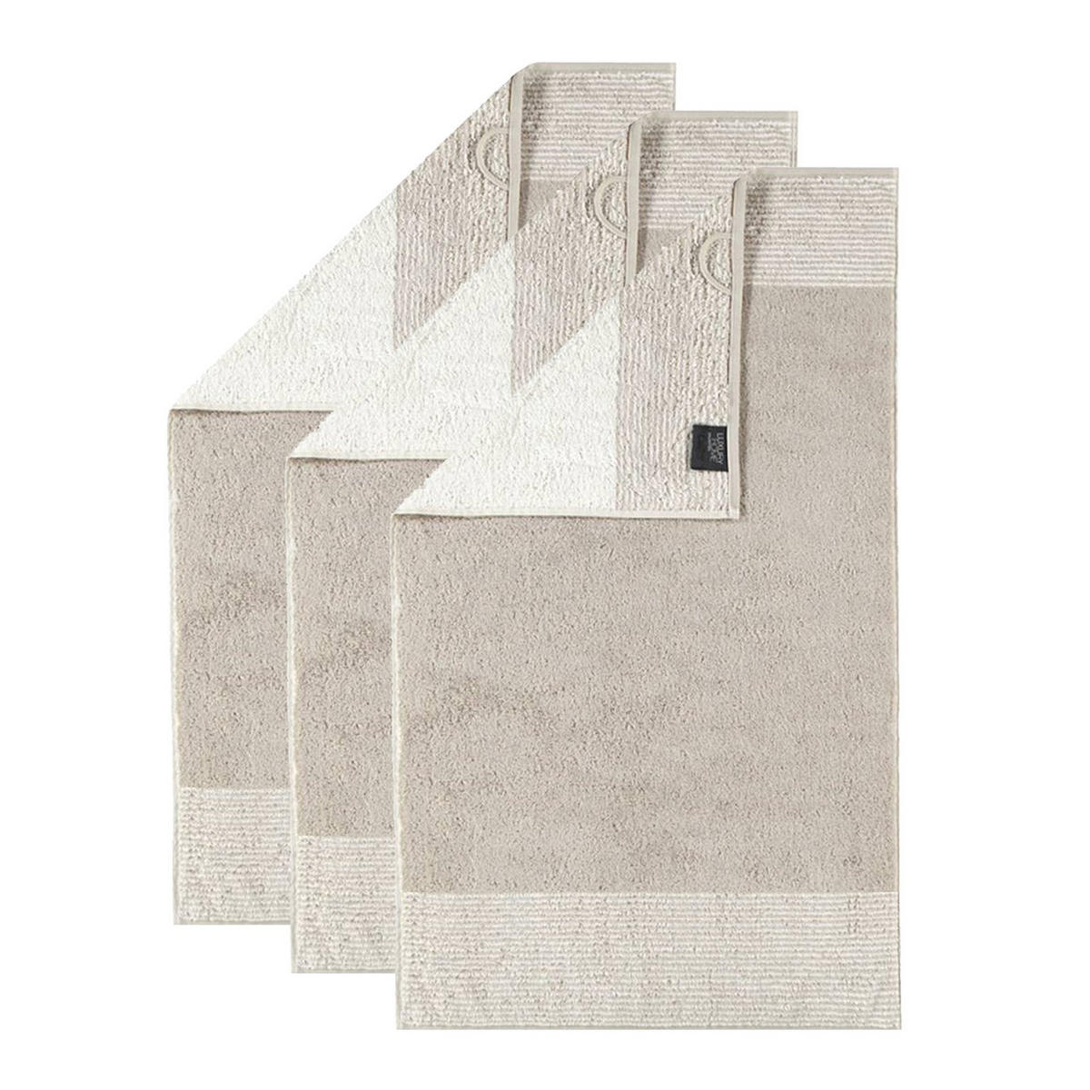 GÄSTETUCH Unisex Luxury Home Two-Tone Beige 3er Pack Baumwolle - Beige, Textil (50/30cm) - Cawoe