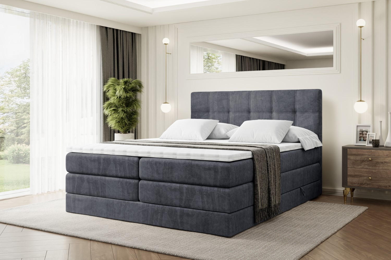 BOXSPRINGBETT MARCE KING - 160x200 - H3/H4 - Dunkelgrau - Dunkelgrau, Holzwerkstoff (160/200cm) - ALTDECOR
