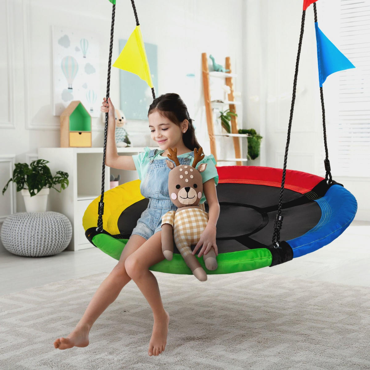 NESTSCHAUKEL 100 cm Durchmesser, bis 150 kg - Multicolor, Textil (100/160/100cm) - Outtec