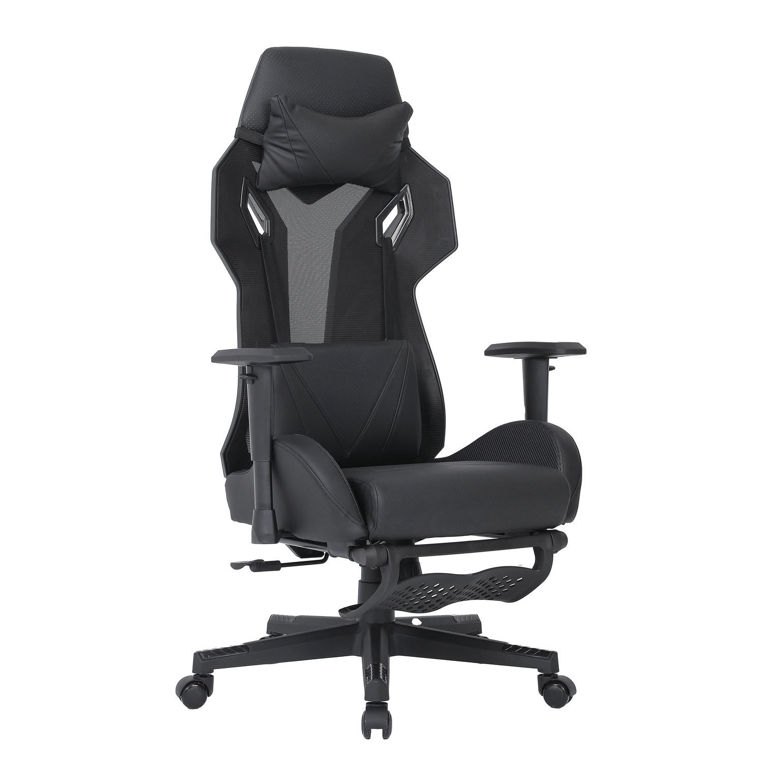 GAMINGCHAIR - Anthrazit / Schwarz - Mesh / Kunstleder - Anthrazit/Schwarz, Kunststoff/Textil (71/122/74cm) - home24