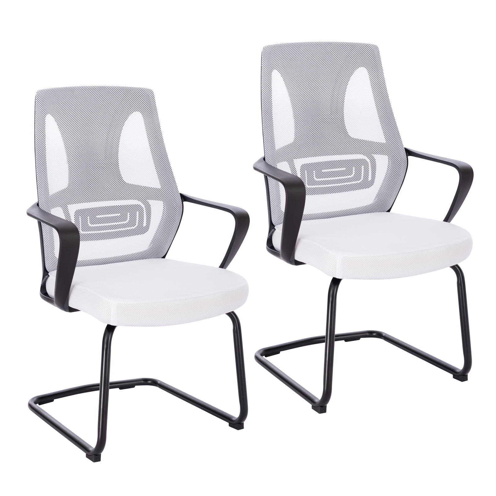 BESUCHERSTUHL DELTA 2er Set Stoffbezug Weiß - Schwarz/Weiß, Textil (60/100/53cm) - SVITA