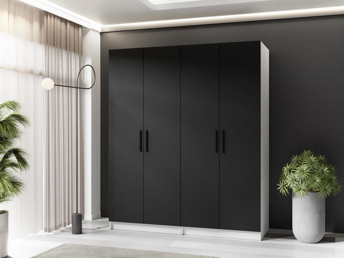 DREHTÜRENSCHRANK GOLD Weiß & Schwarz - Schwarz/Weiß, Holzwerkstoff (78/205/52.5cm) - Kier Furniture