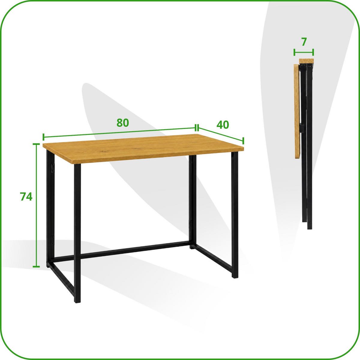 KLAPPSCHREIBTISCH MDF Metall Eiche Schwarz 80 x 40 x 74 cm platzsparend - Eichefarben/Schwarz, Holzwerkstoff/Metall (40/80/74cm) - Begryf