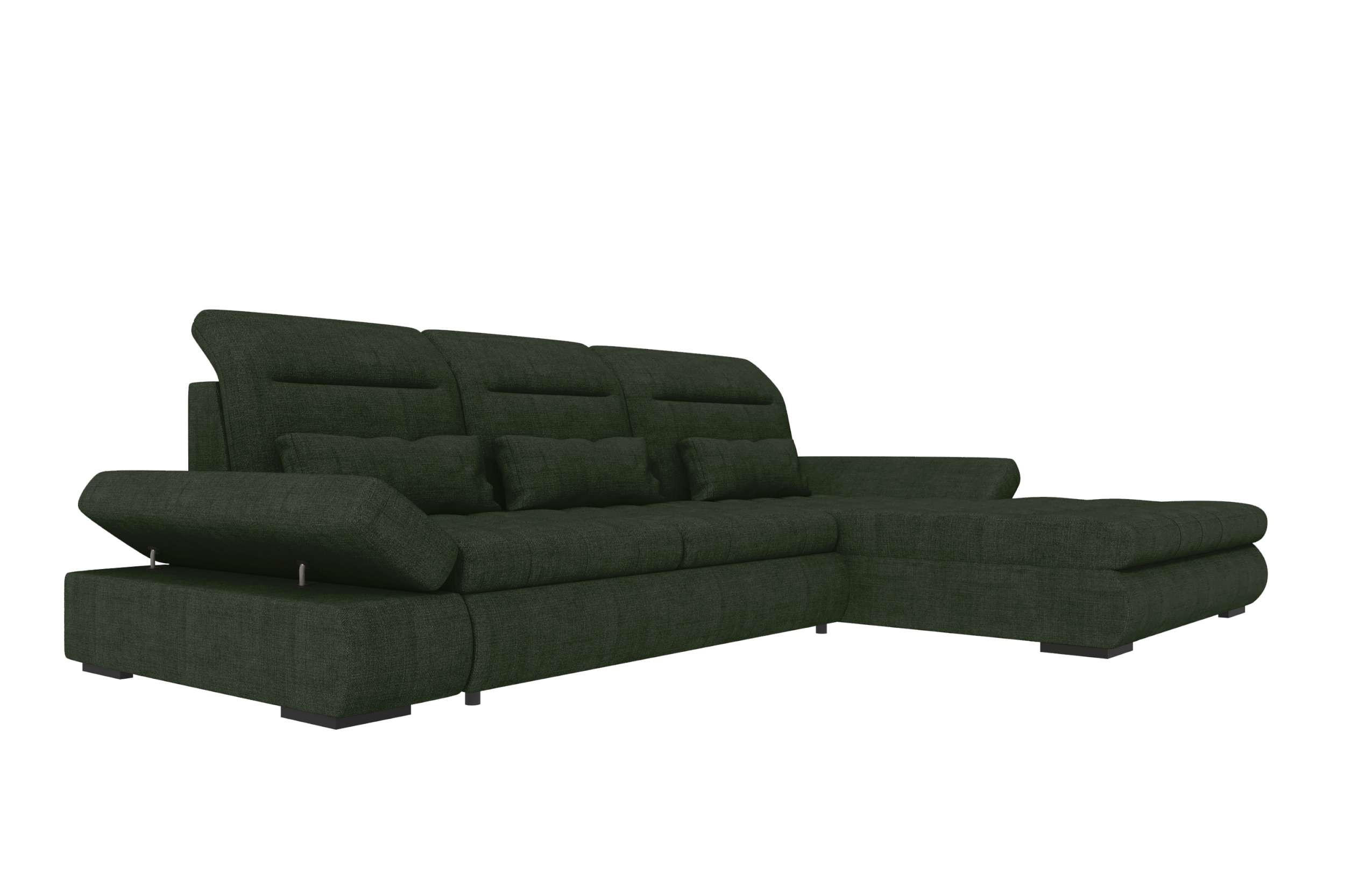ECKSOFA Toscana Plus Velours inkl. Schlaffunktion - Olivgrün, Textil (300/179cm) - 99rooms