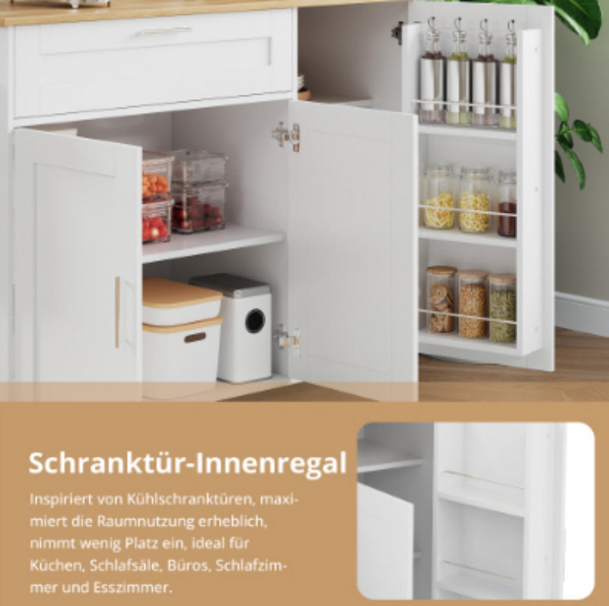 KÜCHENINSEL , klappbare Arbeitsplatte, Multifunktionsschrank, 132,5 x 44 (70) x 90 cm - Weiß, Holzwerkstoff (44/90/132.5cm) - Vallsero