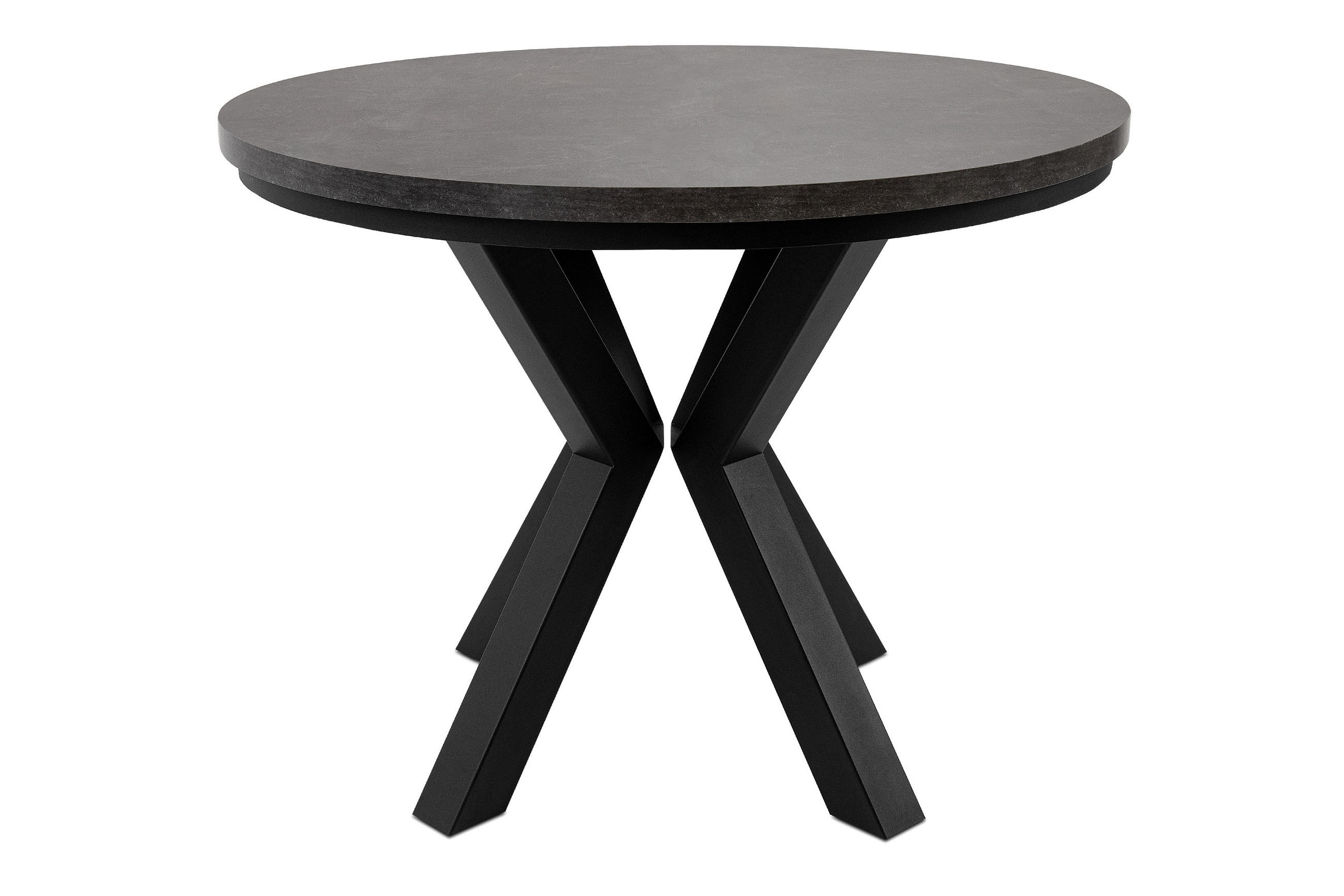 ESSTISCH ROSTEL Ausziehbar 100-180cm Rund, beton/schwarz - Dunkelgrau/Schwarz, Holz (100/180/75cm) - KONSIMO®