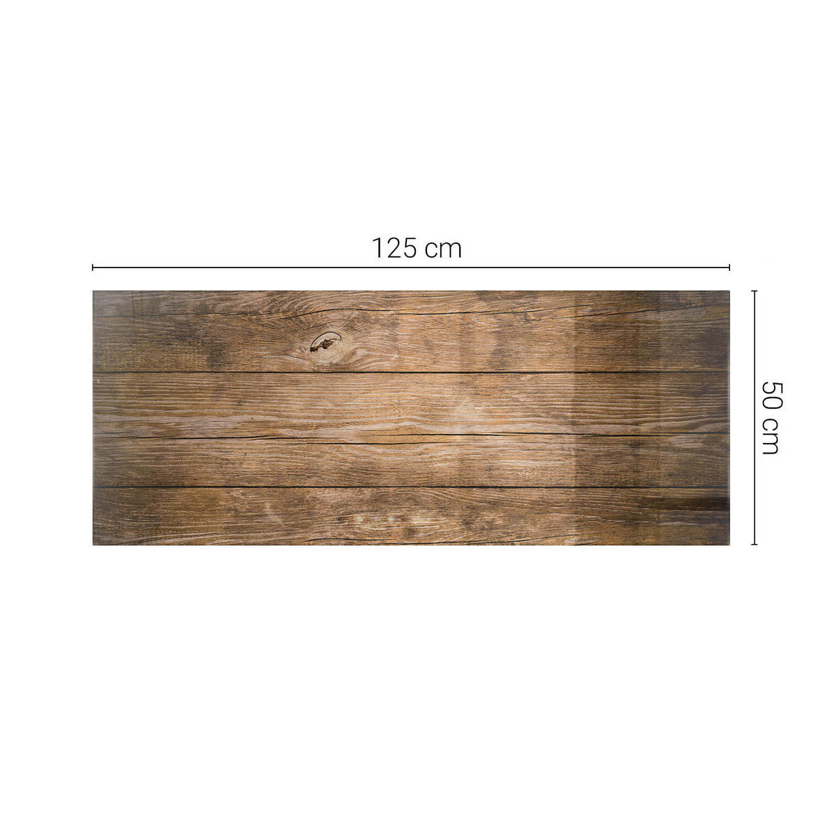 TISCHPLATTE 125x50 cm Holzstruktur Bretterdesign - Dunkelbraun/Braun, Glas (125/50/0.4cm) - TULUP