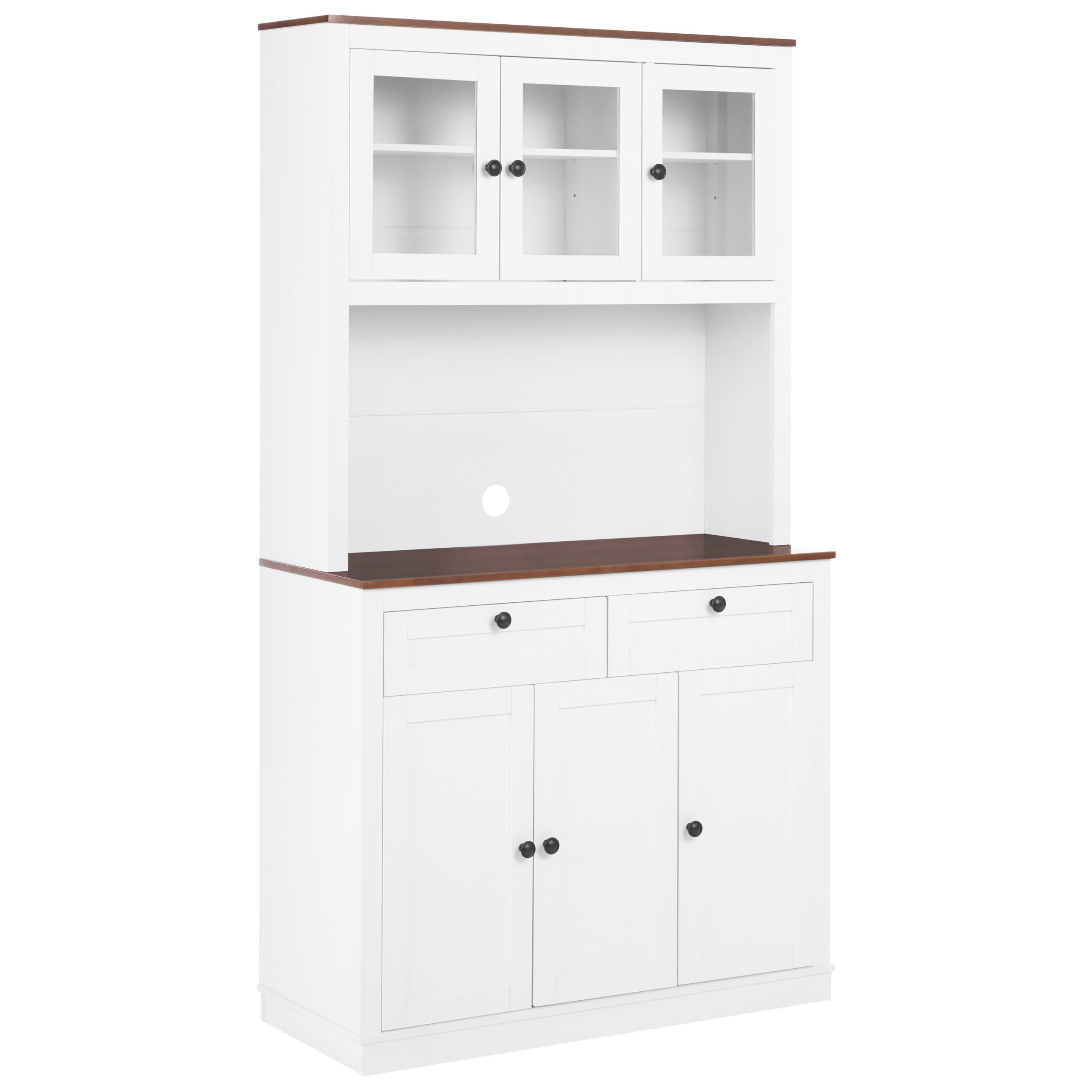 BUFFETSCHRANK 100 cm Weiß Pimba - Dunkelbraun, Holzwerkstoff (100/180/40cm) - Beliani