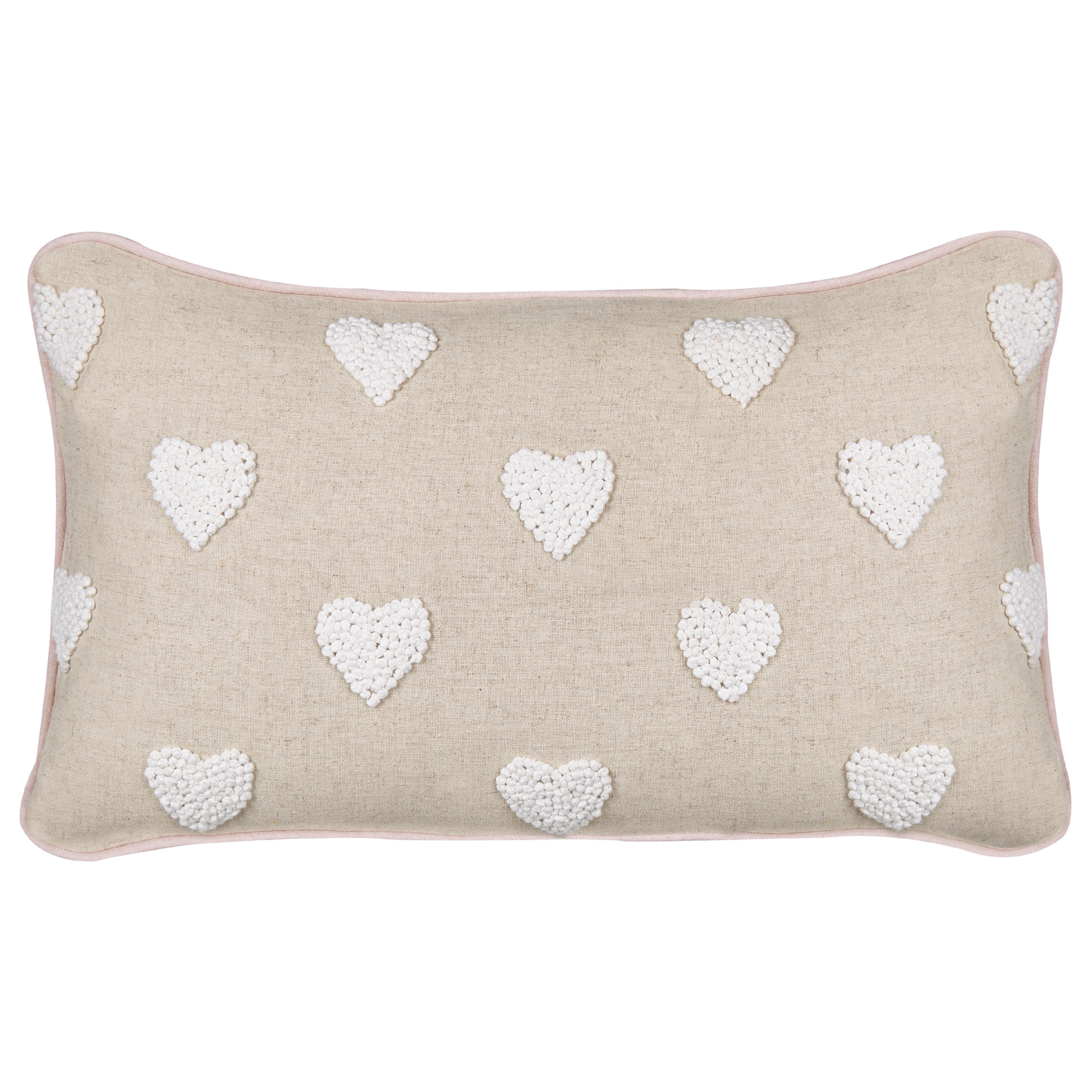 DEKOKISSEN Beige 30/50 cm Gazania - Beige/Weiß, Textil (50/30/7cm) - Beliani