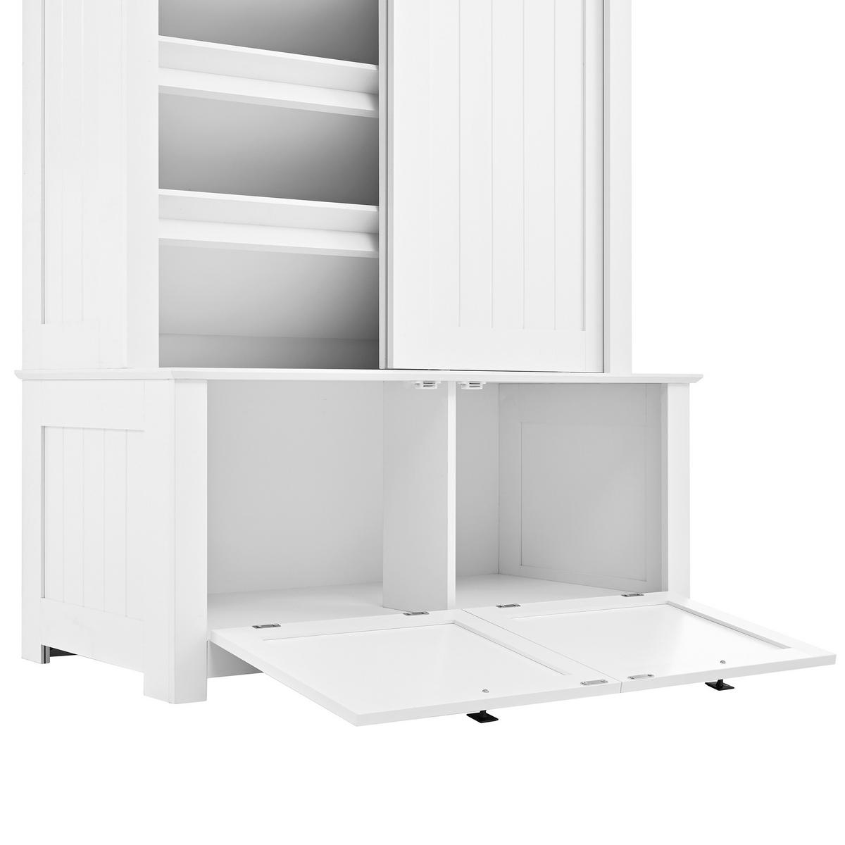 SCHUHSCHRANK aus MDF 100x50x180cm in Weiß mit Schiebetüren & Haken - Weiß, Holzwerkstoff (100/180/50cm) - Modfu