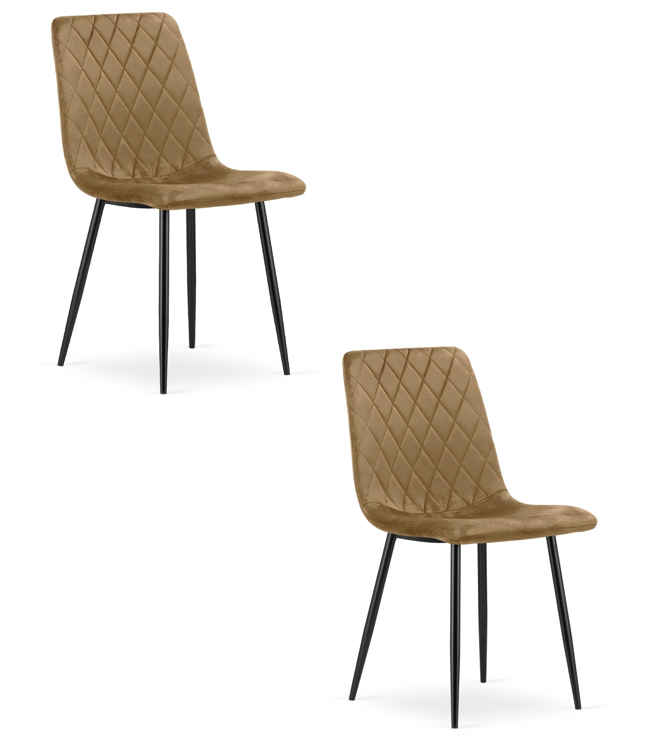 ESSZIMMERSTUHL 2-er Set TURIN brauner Sitz, schwarze Beine - Schwarz/Braun, Textil (44.5/88.5/53cm) - Valora