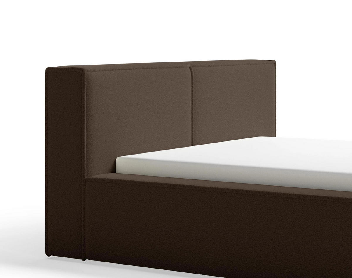 POLSTERBETT Lugano 140x200 cm mit Bettkasten und elegantem Kopfteil - Bouclé Braun - Braun, Holz/Textil (140/200cm) - Chilly