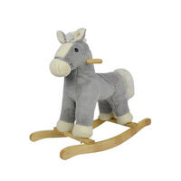 SCHAUKELPFERD RHOR02401 grau Buchenholz, Haltegriffe, weiches Plüsch, bis 50 kg, ab 18 Monaten - Grau, Textil (28/55/68cm) - Chipolino