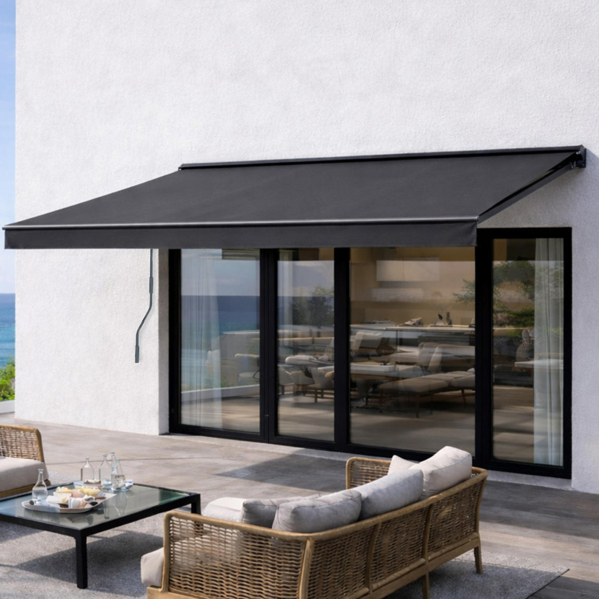 MARKISE adro grau 3 95 x 3 m aus aluminium manuell - Grau, Metall (300/14/395cm) - Concept Usine