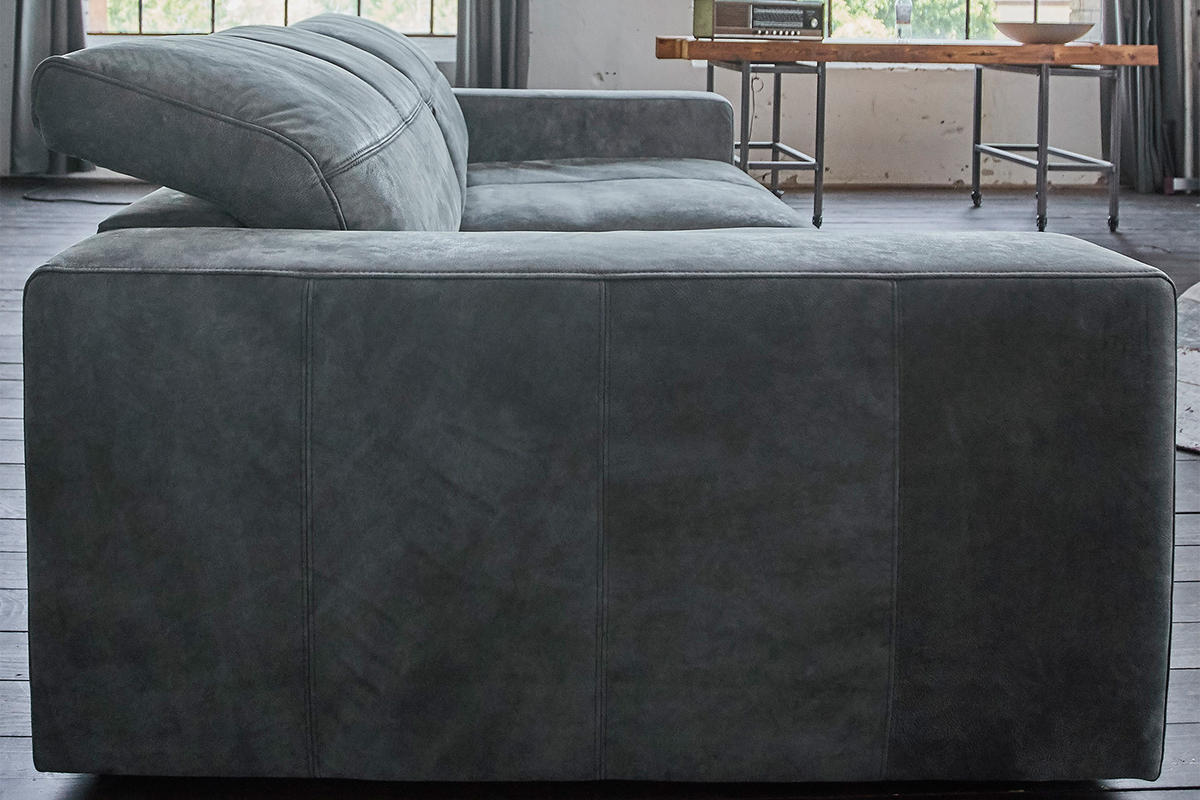 LEDERSOFA GIGANT Anthrazit Leder - Anthrazit/Schwarz, Leder (295/86/148cm) - KAWOLA