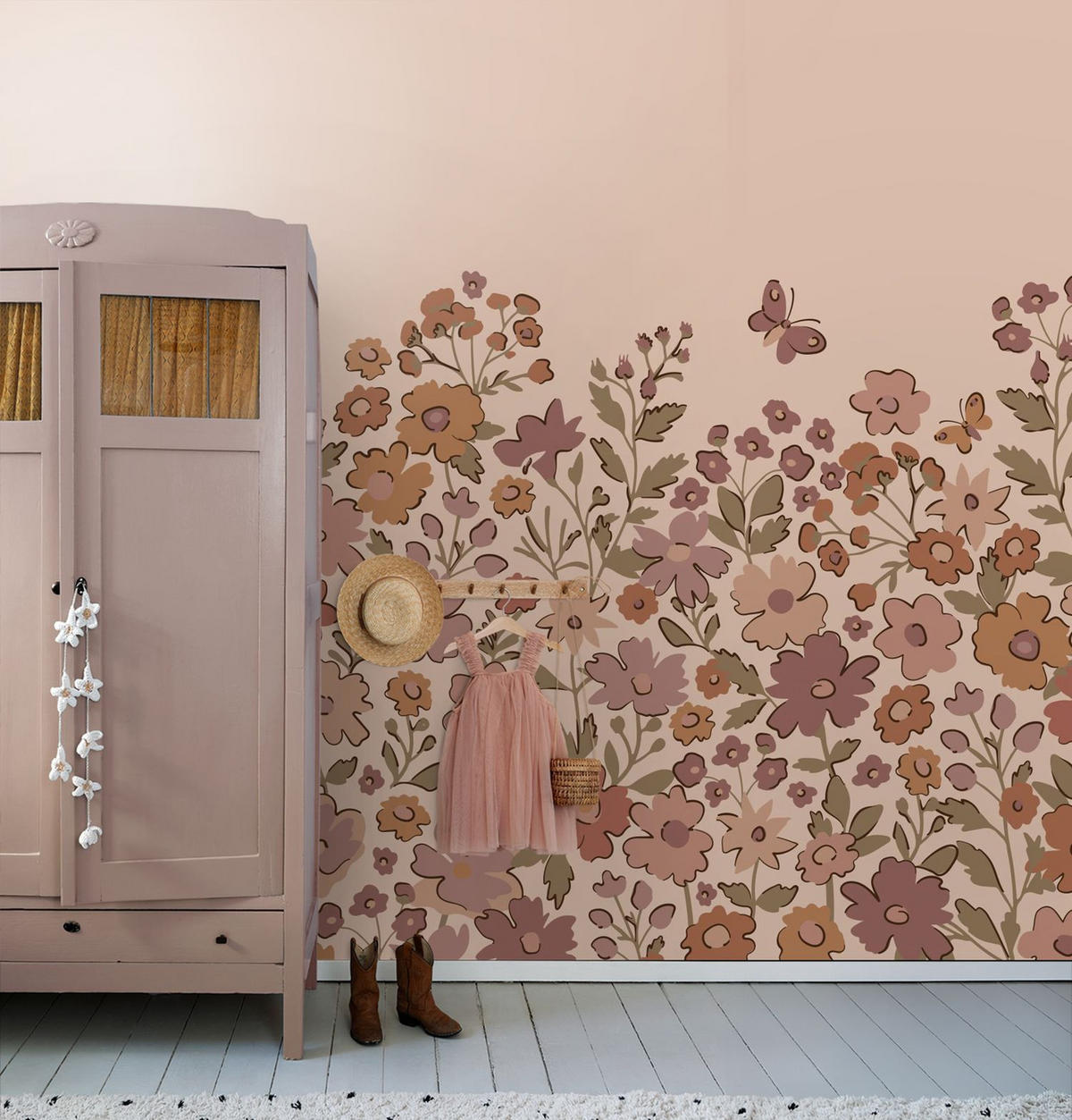 FOTOTAPETE Blumen 2.5 x 2.79 m - Terracotta, Papier (250/279cm) - ESTAhome