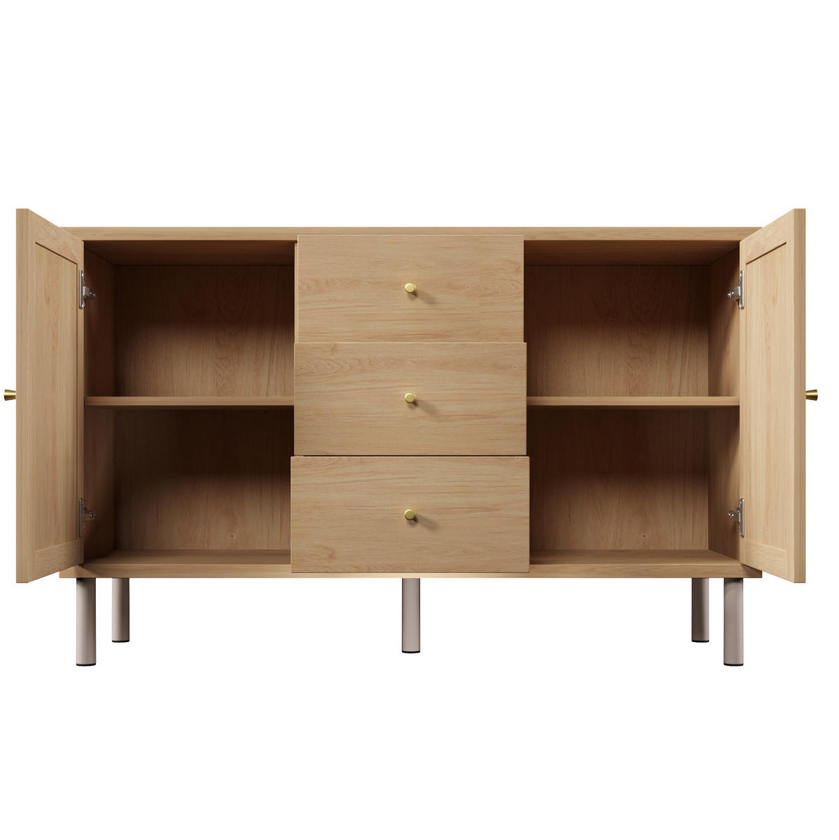 SIDEBOARD aus MDF 120x40x75 cm Eiche mit 2 Türen, 3 Schubladen und verstellbaren Einlegeböden - Nussbaumfarben, Holzwerkstoff (120/70/40cm) - IVMEU
