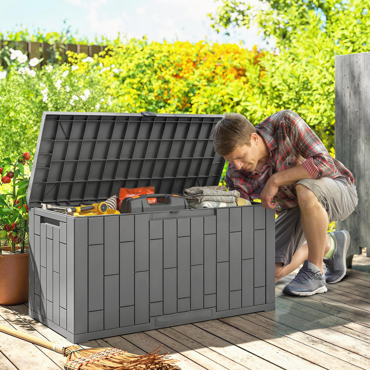 GARTENBOX Kunststoff Grau - Grau, Kunststoff (43/54.5/106.5cm) - Outsunny