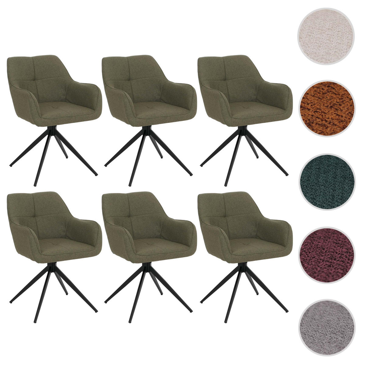 ESSZIMMERSTUHL Schwarz, Grün 6er-Set - Schwarz/Grün, Textil (53/80/59cm) - MCW