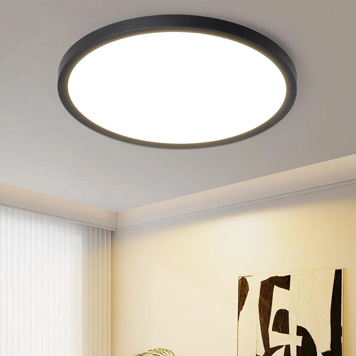 LED-DECKENLEUCHTE Malinowski 18/18/2.6 cm - Schwarz, Kunststoff (18/18/2.6cm) - Nettlife