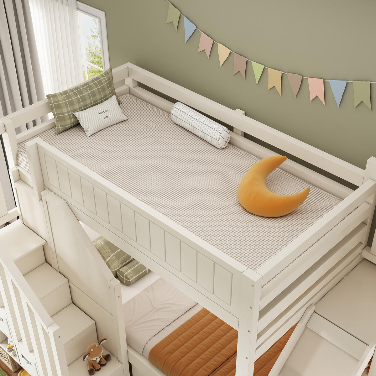 ETAGENBETT Mit Rutsche Weiß 90x200 cm - Weiß, Holz (90/200cm) - ComfortXL