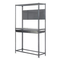 REIFENREGAL mit Arbeitsfläche und Schubfach Metal Shark NO.5 HxBxT 200 x 100 x 40 cm 6 Reifen Grau - Grau, Metall (100/200/40cm) - PROREGAL