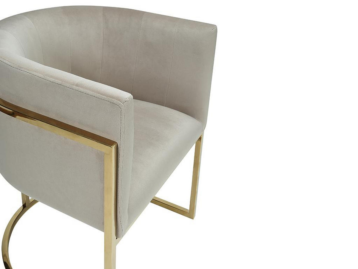 STUHL mit Armlehnen - Samt & Metall - Beige & Goldfarben - PERIA - Beige, Textil (56.5/76/60cm) - Pascal Morabito